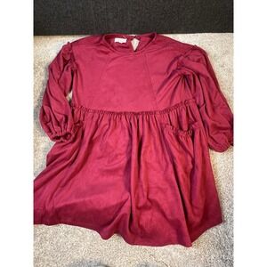 Chelsea & Violet Suede Long Sleeve Dress Maroon Very Soft Size XS Xmas Vibe